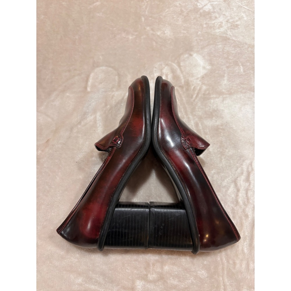 Gianni Bini Burgundy Oxblood Heeled Loafers Chunky Block Heel 90s Y2K Grunge 7B - Picture 9 of 12